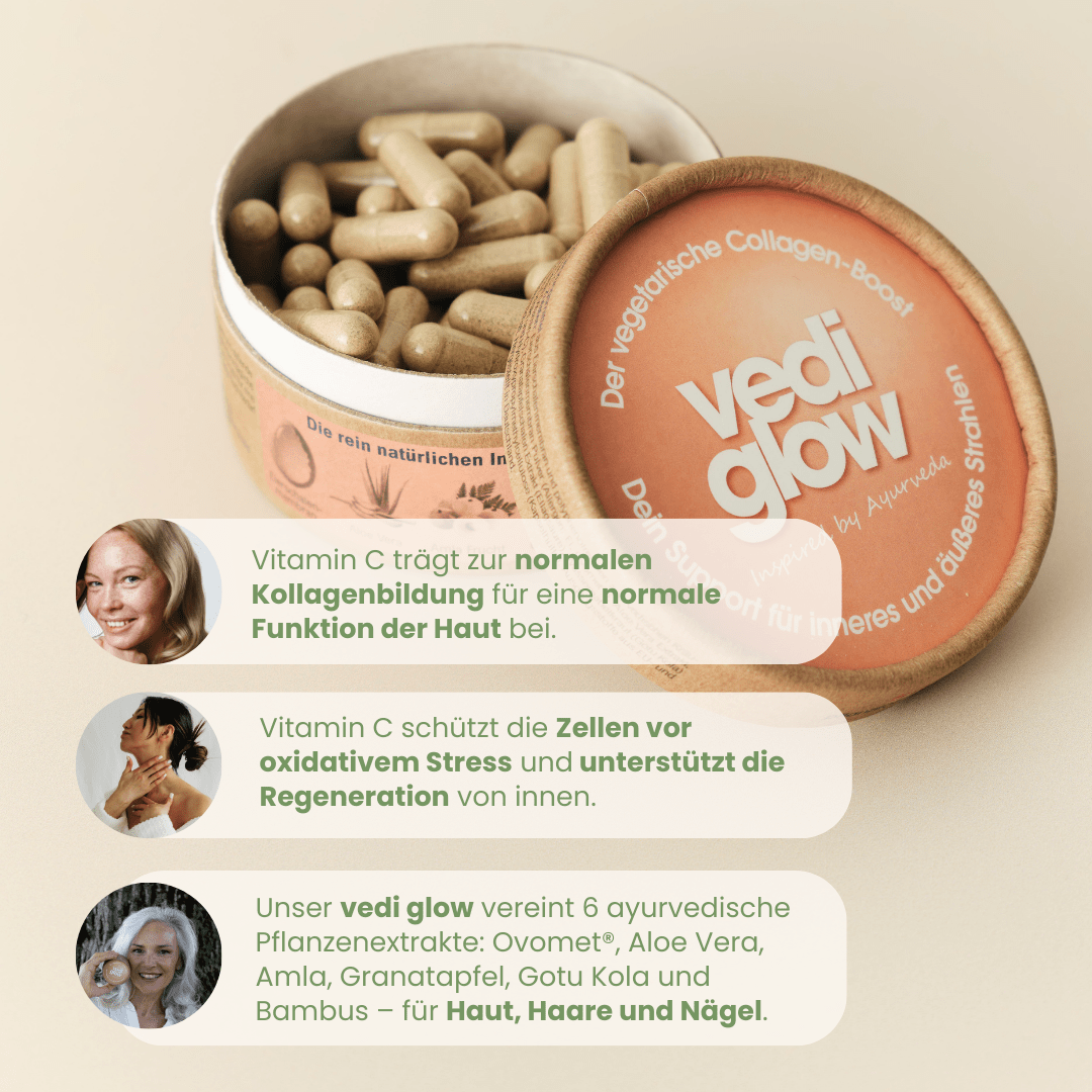 Vedi Glow Kollagen-Boost mit Ovomet, Amla und Gotu Kola für Haut, Haare und Nägel