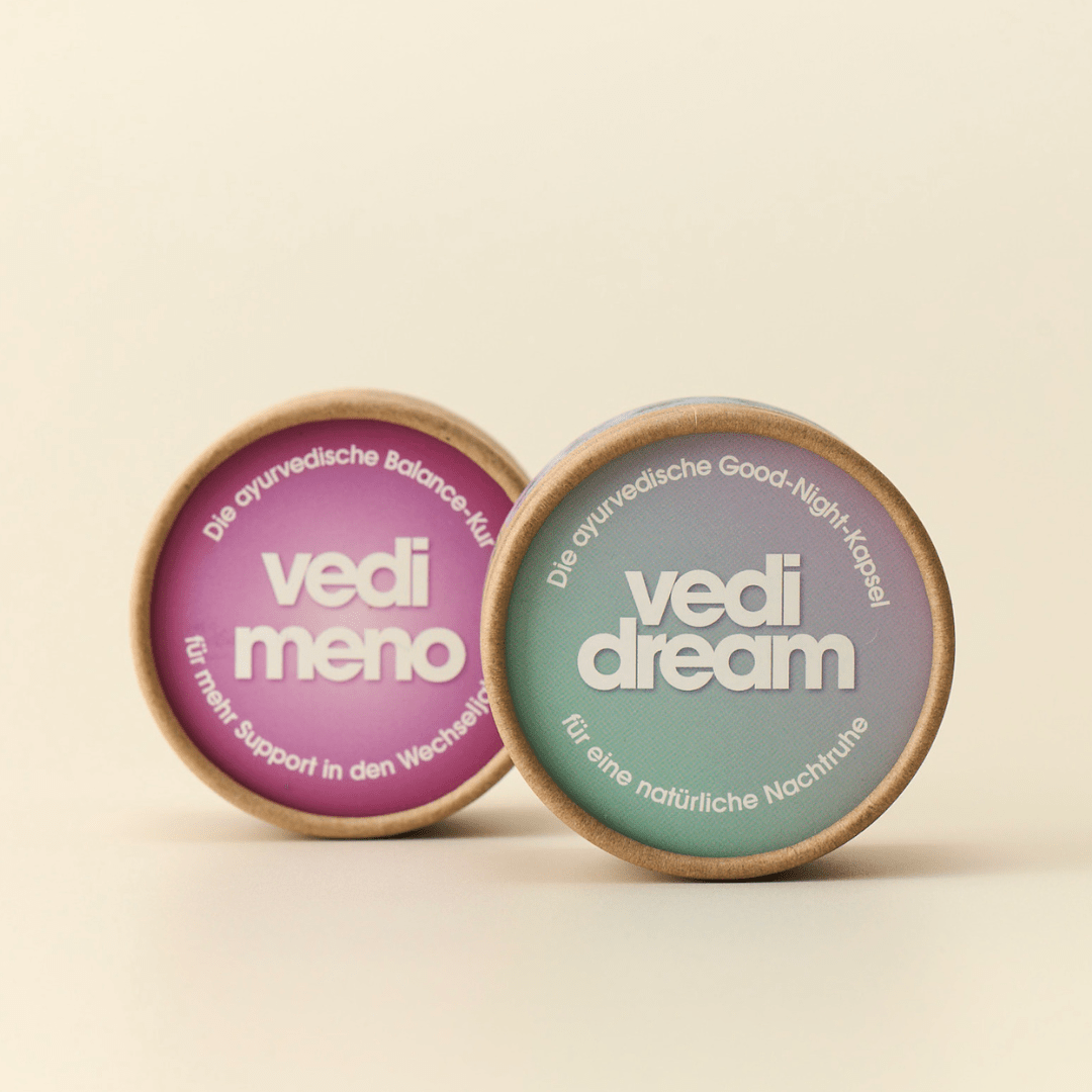 Vedi Meno und Vedi Dream Duo: ayurvedische Balance-Kur für Wechseljahre und Good-Night-Kapseln pflanzlich vegan