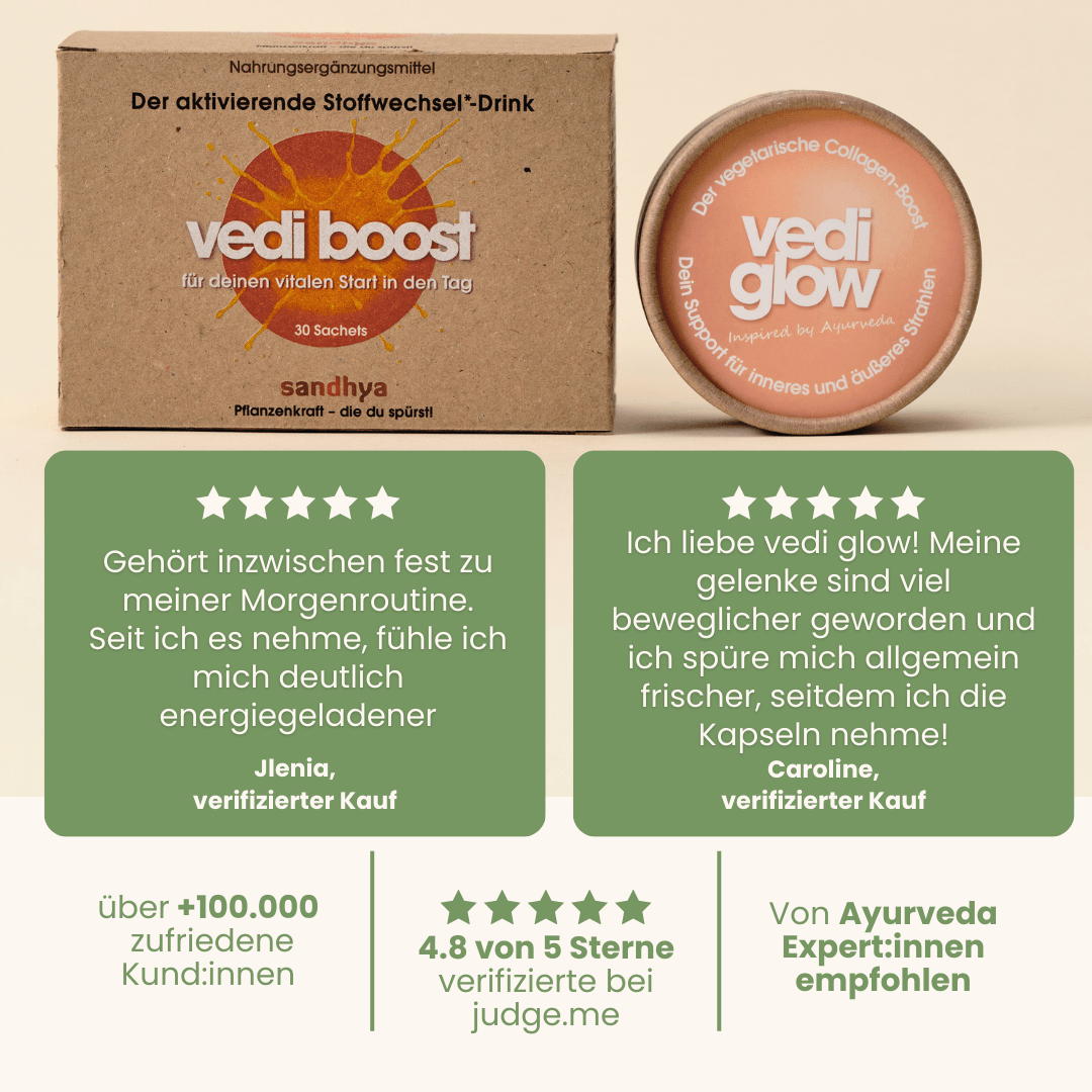 Morning Set Vedi Boost und Vedi Glow mit 4,8 Sterne Kundenbewertungen und Expertenempfehlung