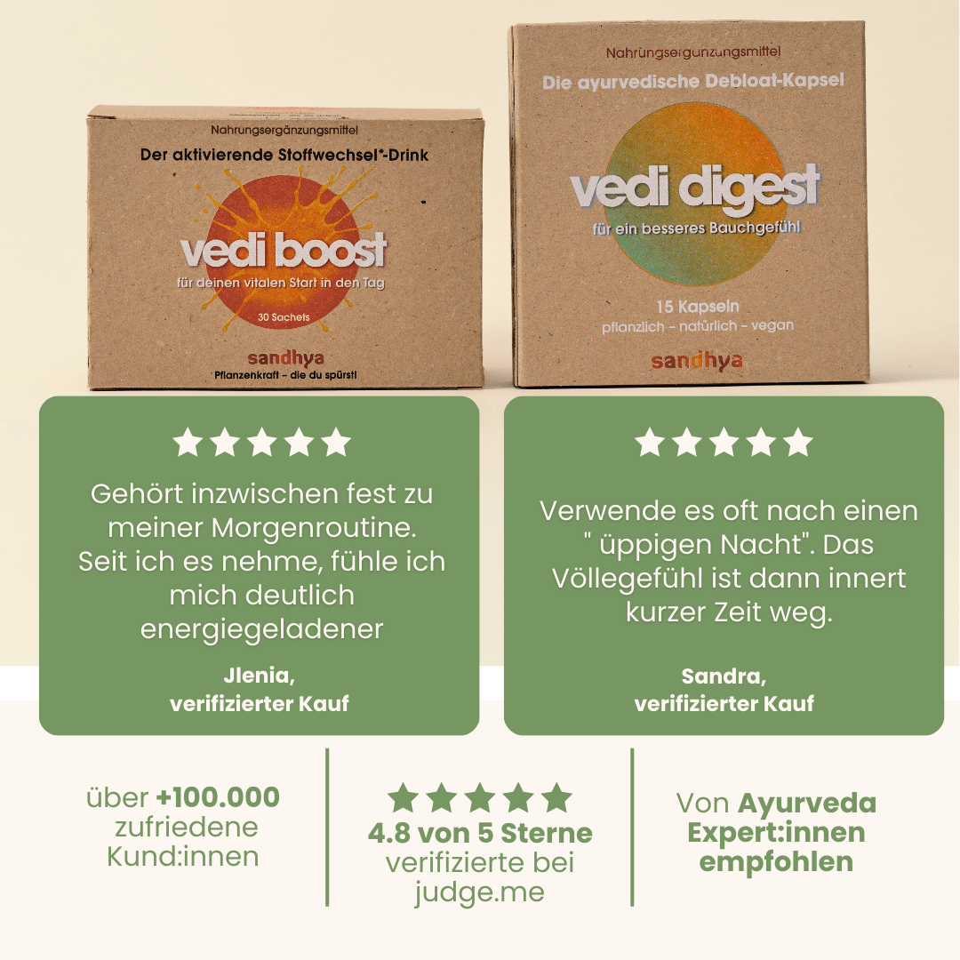 Stoffwechsel Set Vedi Boost und Vedi Digest mit 4,8 Sterne Kundenbewertungen und Expertenempfehlung