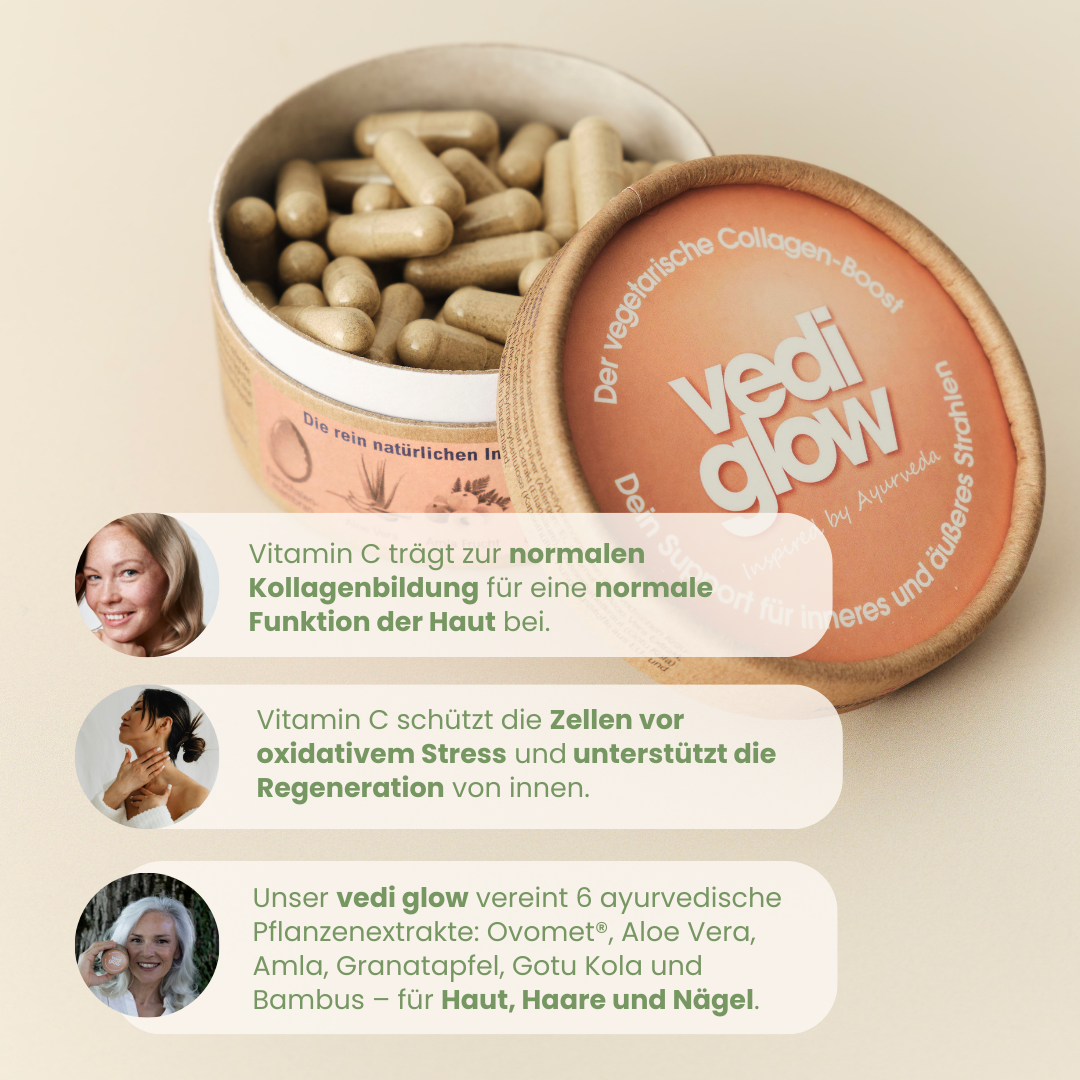 Vedi Glow Kollagen-Boost mit Ovomet, Amla und Gotu Kola für Haut, Haare und Nägel