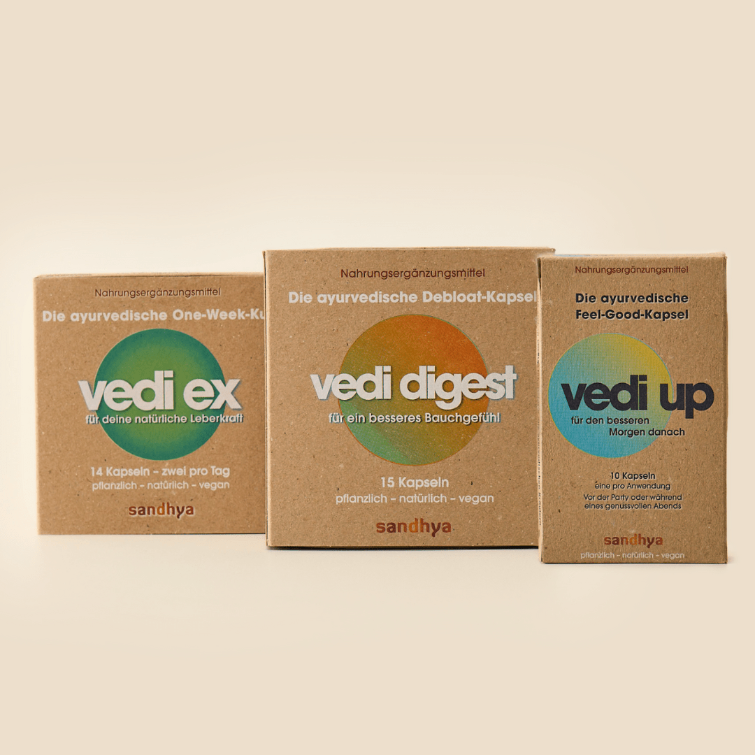 Vedi Up, Digest und Ex ayurvedische Kapseln im Set: Feel-Good, Verdauung und Leberkraft pflanzlich natürlich vegan