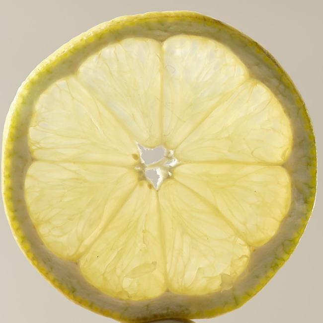Frische Zitronenscheibe als natürliche Vitamin-C-Quelle für Vedi Boost Stoffwechsel-Drink